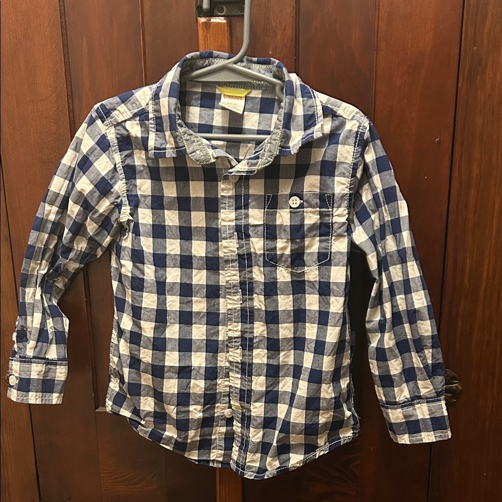 Gymboree Navy and White Plaid Button-Down Shirt